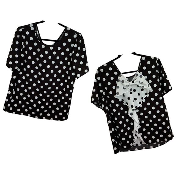 Polka Dot Bow-Back Blouse Top XL - Picture 1 of 3